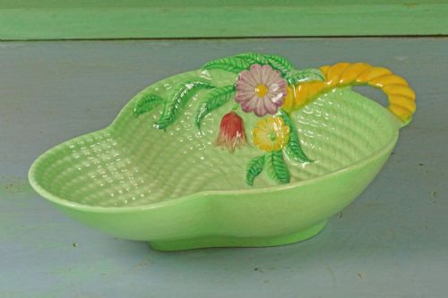 CARLTON WARE BASKET WEAVE PRIMULA BOWL AUSTRALIAN MAJOLICA GREEN BOWL 85 LONG - ADDITIONAL PHOTO 6