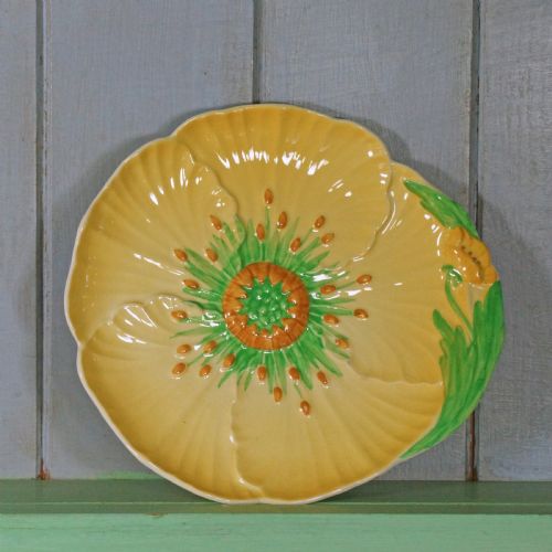 TWO CARLTON WARE YELLOW BUTTERCUP DISHES LARGE 9 MED 7 ART DECO PLATE DISH - ADDITIONAL PHOTO 4
