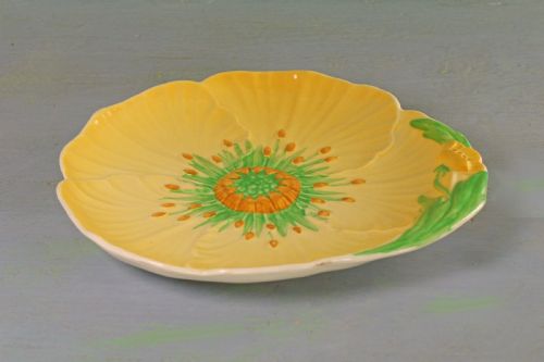 TWO CARLTON WARE YELLOW BUTTERCUP DISHES LARGE 9 MED 7 ART DECO PLATE DISH - ADDITIONAL PHOTO 8