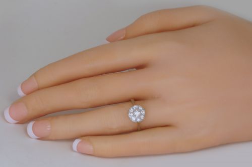 ANTIQUE 18CT GOLD DIAMOND CLUSTER RING VINTAGE EDWARDIAN ART DECO DAISY RING - ADDITIONAL PHOTO 2