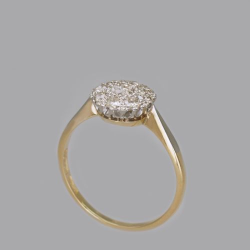 ANTIQUE 18CT GOLD DIAMOND CLUSTER RING VINTAGE EDWARDIAN ART DECO DAISY RING - ADDITIONAL PHOTO 4