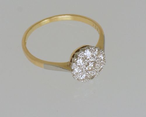 ANTIQUE 18CT GOLD DIAMOND CLUSTER RING VINTAGE EDWARDIAN ART DECO DAISY RING - ADDITIONAL PHOTO 6