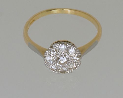 ANTIQUE 18CT GOLD DIAMOND CLUSTER RING VINTAGE EDWARDIAN ART DECO DAISY RING - ADDITIONAL PHOTO 7