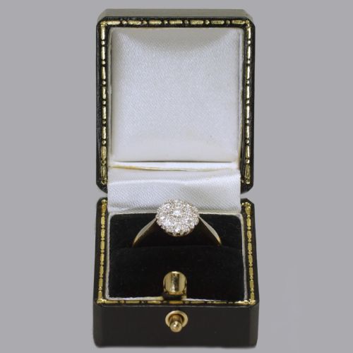 ANTIQUE 18CT GOLD DIAMOND CLUSTER RING VINTAGE EDWARDIAN ART DECO DAISY RING - ADDITIONAL PHOTO 9