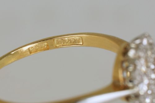 ANTIQUE 18CT GOLD DIAMOND CLUSTER RING VINTAGE EDWARDIAN ART DECO DAISY RING - ADDITIONAL PHOTO 10