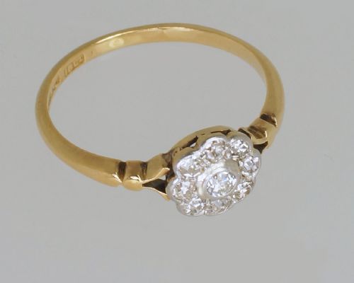 ANTIQUE18CT GOLD DIAMOND CLUSTER RING ENGLISH EDWARDIAN DAISY RING CIRCA 1910 - ADDITIONAL PHOTO 3