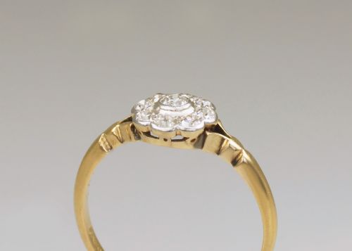 ANTIQUE18CT GOLD DIAMOND CLUSTER RING ENGLISH EDWARDIAN DAISY RING CIRCA 1910 - ADDITIONAL PHOTO 4