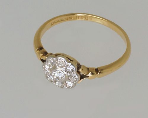 ANTIQUE18CT GOLD DIAMOND CLUSTER RING ENGLISH EDWARDIAN DAISY RING CIRCA 1910 - ADDITIONAL PHOTO 6