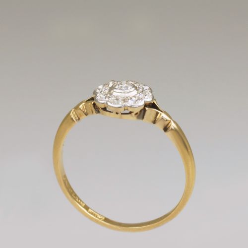 ANTIQUE18CT GOLD DIAMOND CLUSTER RING ENGLISH EDWARDIAN DAISY RING CIRCA 1910 - ADDITIONAL PHOTO 9