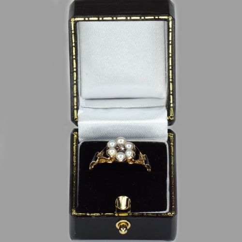 GEORGIAN MEMORIAL RING DIAMOND PEARL BLACK ENAMEL 18CT GOLD ANTIQUE RING CIRCA 1830 ESTATE RING - ADDITIONAL PHOTO 8