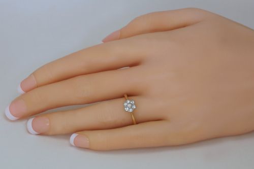 ANTIQUE 18CT GOLD OLD CUT DIAMOND DAISY CLUSTER RING 1920'S ART DECO EDWARDIAN - ADDITIONAL PHOTO 1