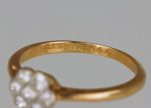 ANTIQUE 18CT GOLD OLD CUT DIAMOND DAISY CLUSTER RING 1920'S ART DECO EDWARDIAN - ADDITIONAL PHOTO 5