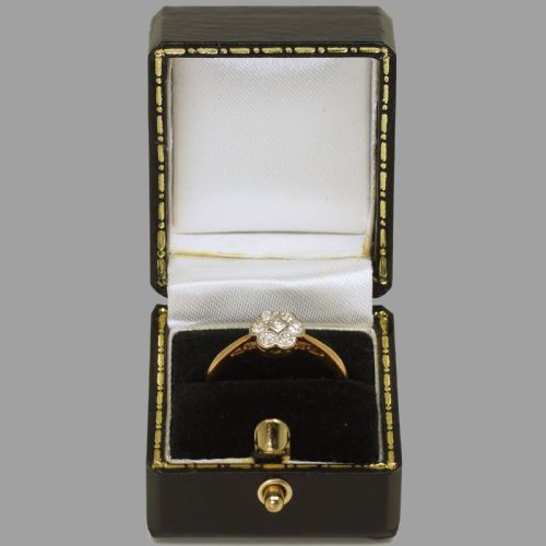ANTIQUE 18CT GOLD OLD CUT DIAMOND DAISY CLUSTER RING 1920'S ART DECO EDWARDIAN - ADDITIONAL PHOTO 6