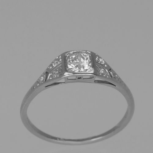 OLD MINE CUSHION CUT SOLITAIRE DIAMOND RING GENUINE 1920'S 18CT GOLD PLATINUM ANTIQUE RING - ADDITIONAL PHOTO 6