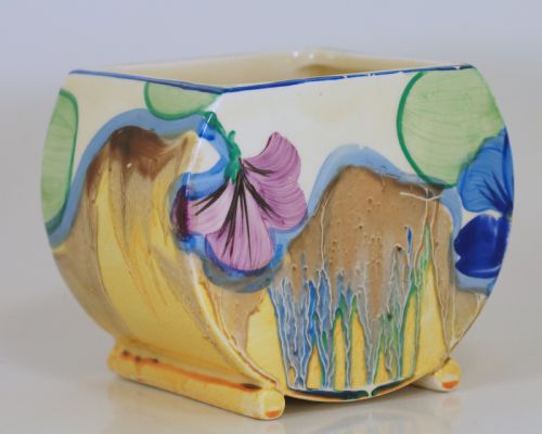 CLARICE CLIFF BIZARRE DELICIA PANSIES BONJOUR PRESERVE JAM POT BODYPOSY HOLDER - ADDITIONAL PHOTO 2