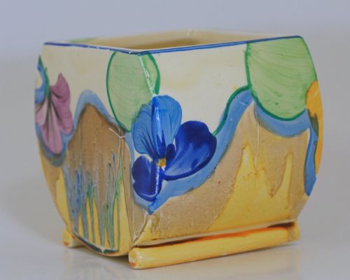 CLARICE CLIFF BIZARRE DELICIA PANSIES BONJOUR PRESERVE JAM POT BODYPOSY HOLDER - ADDITIONAL PHOTO 9