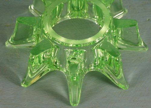 WALTHER SOHNE ART DECO GREEN URANIUM VASE WITH FROG 5X6 VASELINE GLASS BOWL - ADDITIONAL PHOTO 4