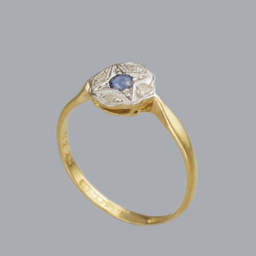 ANTIQUE 18CT GOLD PLAT SAPPHIRE DIAMOND EDWARDIAN DAISY CLUSTER RING CA1910 - ADDITIONAL PHOTO 5