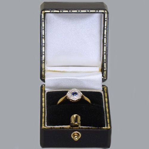 ANTIQUE 18CT GOLD PLAT SAPPHIRE DIAMOND EDWARDIAN DAISY CLUSTER RING CA1910 - ADDITIONAL PHOTO 7