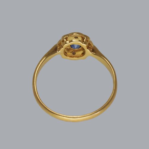 ANTIQUE 18CT GOLD PLAT SAPPHIRE DIAMOND EDWARDIAN DAISY CLUSTER RING CA1910 - ADDITIONAL PHOTO 11