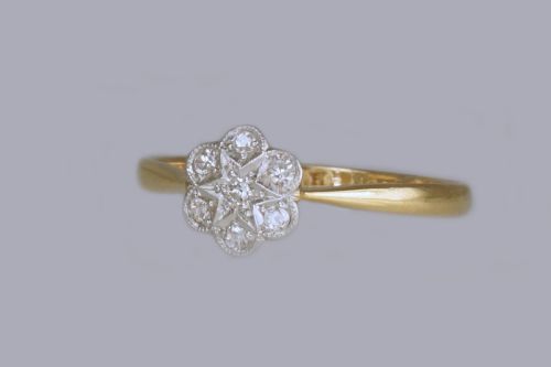 EDWARDIAN 18CT GOLD PLAT DIAMOND ANTIQUE CLUSTER RING VINTAGE DAISY RING CIRCA 1910 - ADDITIONAL PHOTO 6