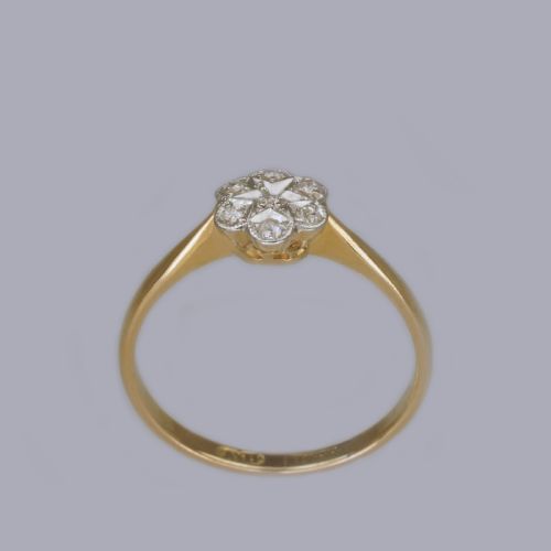 EDWARDIAN 18CT GOLD PLAT DIAMOND ANTIQUE CLUSTER RING VINTAGE DAISY RING CIRCA 1910 - ADDITIONAL PHOTO 12