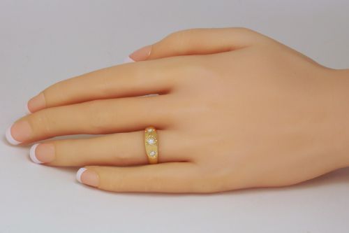 ANTIQUE 18CT GOLD OLD EUROPEAN CUT DIAMOND GYPSY TRILOGY RING HALLMARKED 1911 - ADDITIONAL PHOTO 1