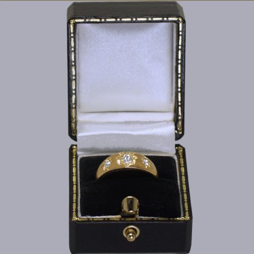 ANTIQUE 18CT GOLD OLD EUROPEAN CUT DIAMOND GYPSY TRILOGY RING HALLMARKED 1911 - ADDITIONAL PHOTO 6