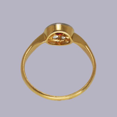 ART DECO RUBY DIAMOND CLUSTER RING VINTAGE 18CT GOLD 1920'S ANTIQUE DAISY RING - ADDITIONAL PHOTO 11