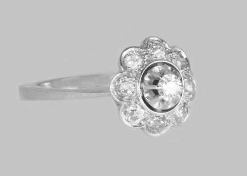 18CT GOLD DIAMOND CLUSTER RING FRENCH RETRO 100CT DIAMOND ART DECO RING CIRCA 1920 - ADDITIONAL PHOTO 9