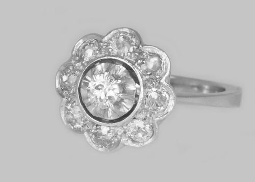 18CT GOLD DIAMOND CLUSTER RING FRENCH RETRO 100CT DIAMOND ART DECO RING CIRCA 1920 - ADDITIONAL PHOTO 10