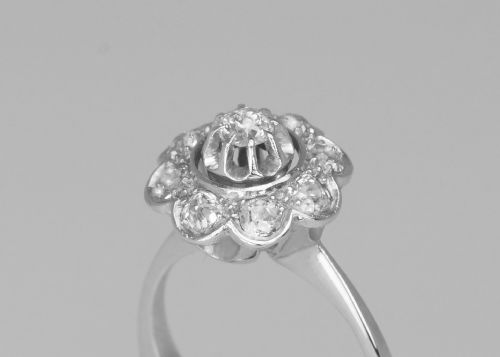 18CT GOLD DIAMOND CLUSTER RING FRENCH RETRO 100CT DIAMOND ART DECO RING CIRCA 1920 - ADDITIONAL PHOTO 19