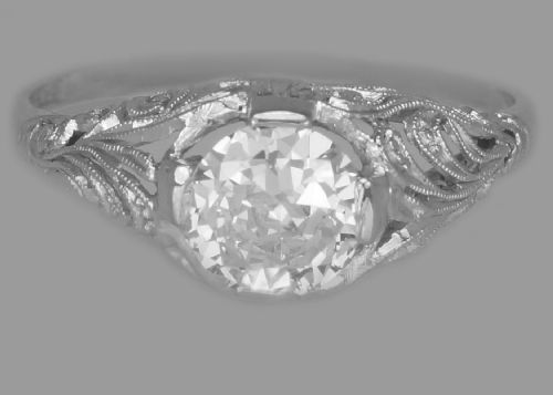 antique 10ct old brilliant cut solitaire diamond platinum engagement ring c1915 - CATEGORY: ANTIQUE JEWELLERY - DATED 1920