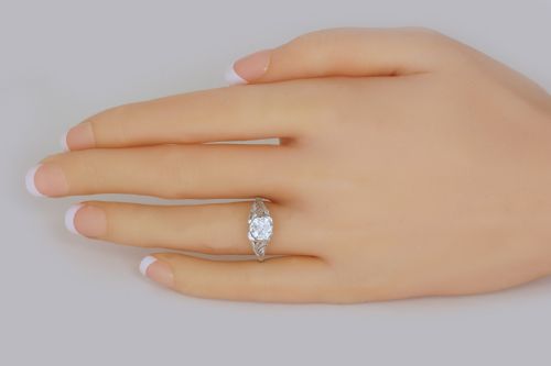 ANTIQUE 10CT OLD BRILLIANT CUT SOLITAIRE DIAMOND PLATINUM ENGAGEMENT RING C1915 - ADDITIONAL PHOTO 1