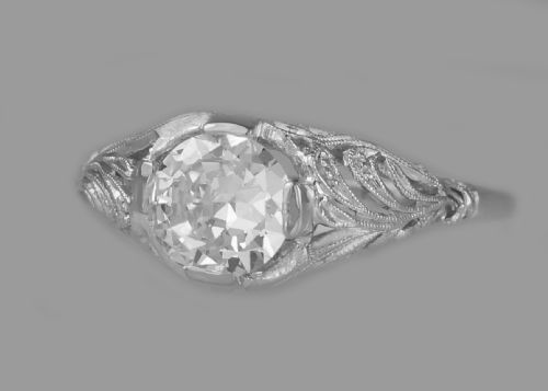 ANTIQUE 10CT OLD BRILLIANT CUT SOLITAIRE DIAMOND PLATINUM ENGAGEMENT RING C1915 - ADDITIONAL PHOTO 3
