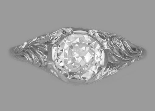 ANTIQUE 10CT OLD BRILLIANT CUT SOLITAIRE DIAMOND PLATINUM ENGAGEMENT RING C1915 - ADDITIONAL PHOTO 4