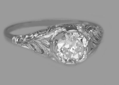 ANTIQUE 10CT OLD BRILLIANT CUT SOLITAIRE DIAMOND PLATINUM ENGAGEMENT RING C1915 - ADDITIONAL PHOTO 5