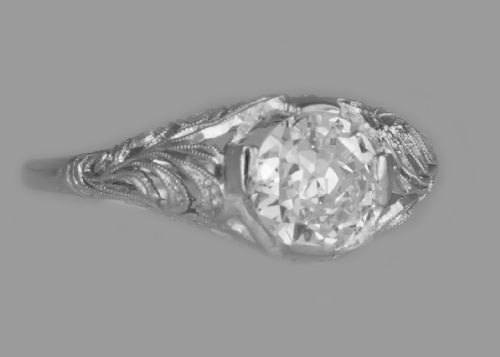 ANTIQUE 10CT OLD BRILLIANT CUT SOLITAIRE DIAMOND PLATINUM ENGAGEMENT RING C1915 - ADDITIONAL PHOTO 6