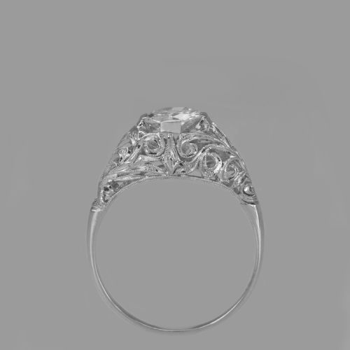 ANTIQUE DIAMOND SOLITAIRE 18CT GOLD PLATINUM 1920S VINTAGE ENGAGEMENT RING - ADDITIONAL PHOTO 6