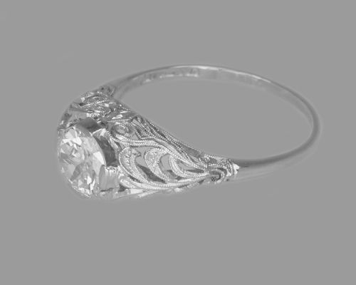 ANTIQUE DIAMOND SOLITAIRE 18CT GOLD PLATINUM 1920S VINTAGE ENGAGEMENT RING - ADDITIONAL PHOTO 9