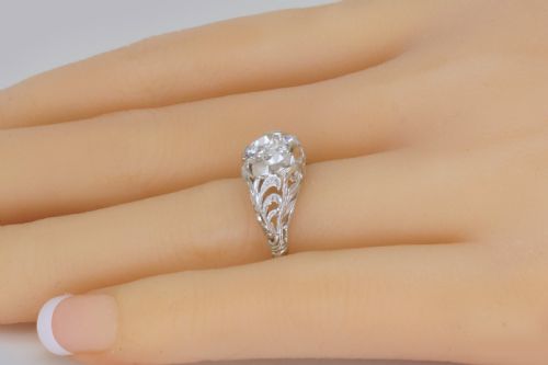 ANTIQUE DIAMOND SOLITAIRE 18CT GOLD PLATINUM 1920S VINTAGE ENGAGEMENT RING - ADDITIONAL PHOTO 14