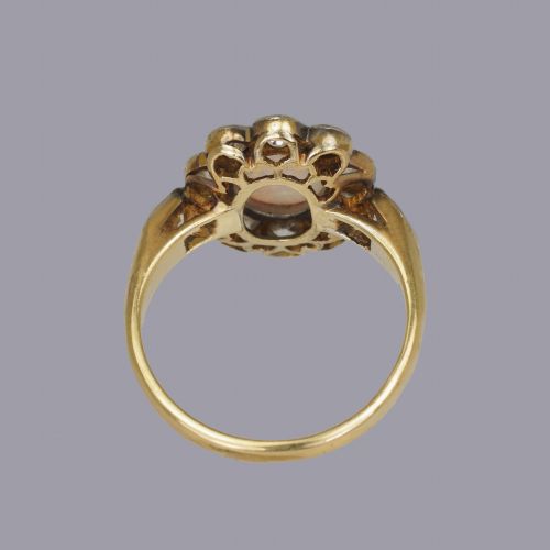 ANTIQUE OPAL 15CT OLD CUT DIAMOND 18CT GOLD PLAT EDWARDIAN CLUSTER RING CIRCA 1910 - ADDITIONAL PHOTO 14