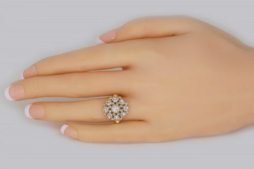 VICTORIAN 18CT GOLD LARGE CLUSTER RING ANTIQUE OLD CUT ROSE CUT DIAMOND RING - ADDITIONAL PHOTO 1