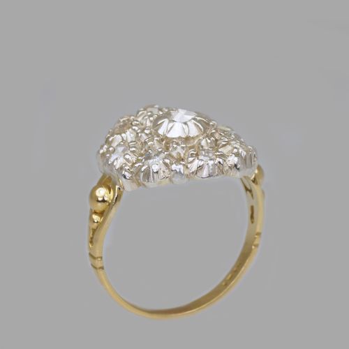 VICTORIAN 18CT GOLD LARGE CLUSTER RING ANTIQUE OLD CUT ROSE CUT DIAMOND RING - ADDITIONAL PHOTO 3