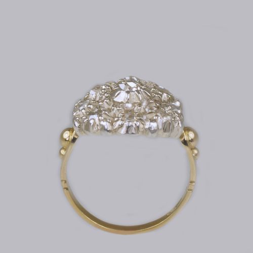 VICTORIAN 18CT GOLD LARGE CLUSTER RING ANTIQUE OLD CUT ROSE CUT DIAMOND RING - ADDITIONAL PHOTO 5