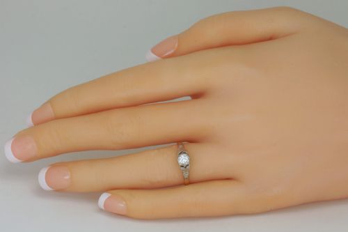 ART DECO 18CT GOLD PLAT SOLITAIRE DIAMOND RING 1920'S VINTAGE ENGAGEMENT RING - ADDITIONAL PHOTO 1