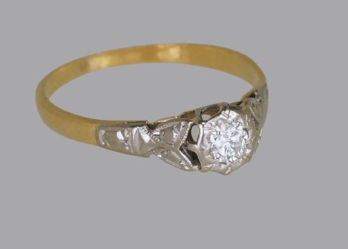 ART DECO 18CT GOLD PLAT SOLITAIRE DIAMOND RING 1920'S VINTAGE ENGAGEMENT RING - ADDITIONAL PHOTO 5
