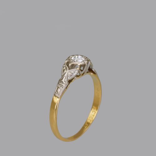 ART DECO 18CT GOLD PLAT SOLITAIRE DIAMOND RING 1920'S VINTAGE ENGAGEMENT RING - ADDITIONAL PHOTO 8