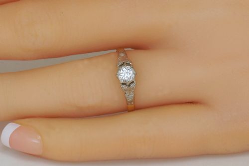 ART DECO 18CT GOLD PLAT SOLITAIRE DIAMOND RING 1920'S VINTAGE ENGAGEMENT RING - ADDITIONAL PHOTO 13