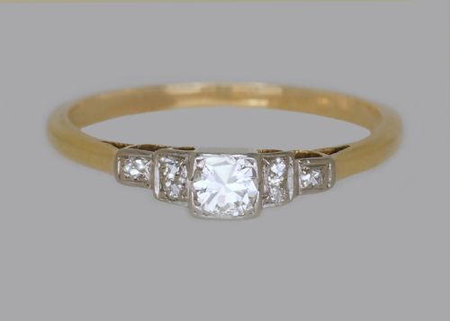 ART DECO DIAMOND 18CT GOLD PLAT SOLITAIRE RING ANTIQUE 1920'S ENGAGEMENT RING - ADDITIONAL PHOTO 2